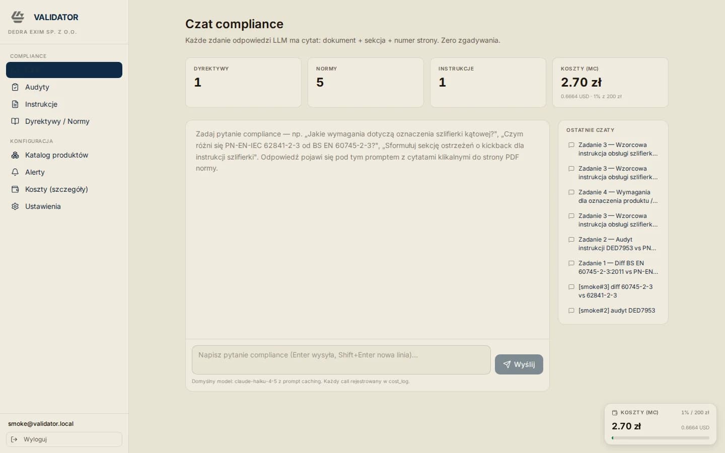 VALIDATOR - Chat compliance