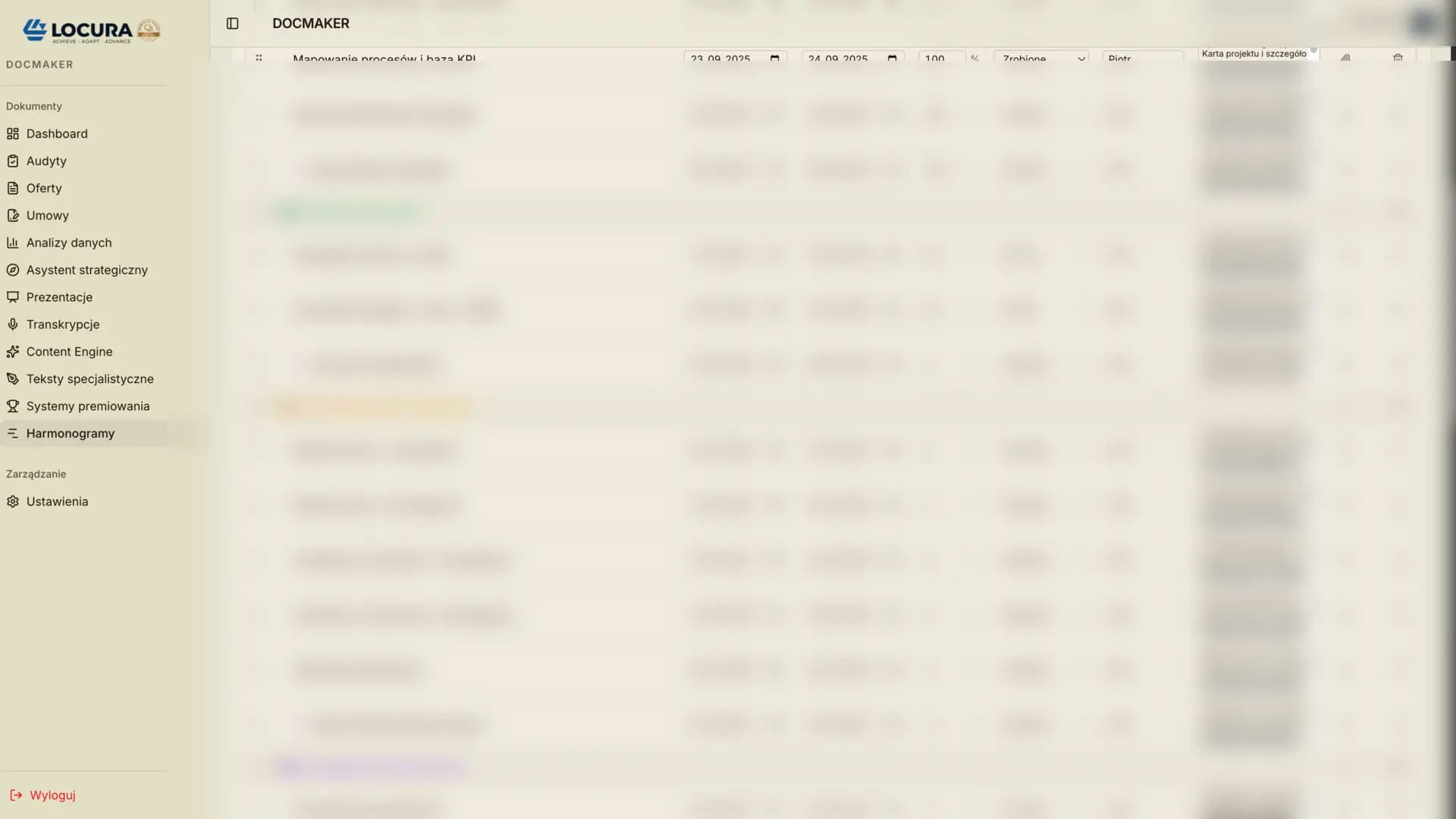 DOCMAKER - Harmonogramy